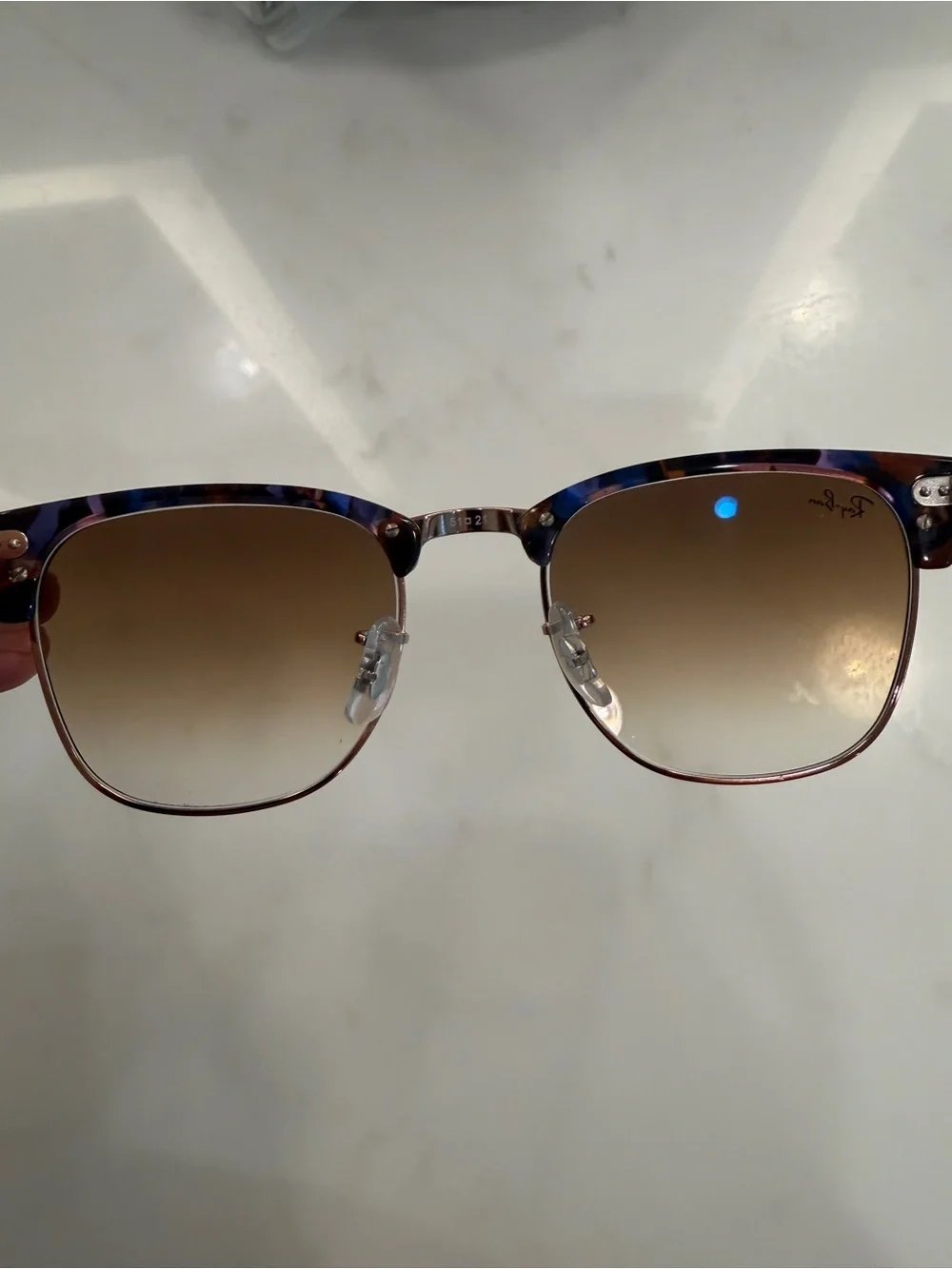 Ray-Ban RB3016 Clubmaster Sunglasses in Tortoise Shell Blue and Brown - Picture 7 of 12